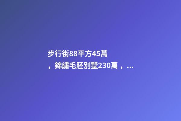 步行街88平方45萬，錦繡毛胚別墅230萬，城南自建房273平帶院165萬